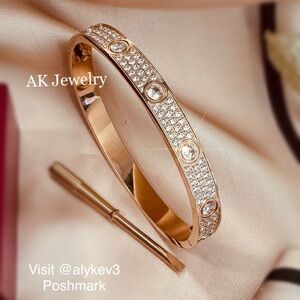 💎LUXURY ROSE Screwdriver Pave Diamond Style Design Bracelet, Bangle, Cuff, Love
